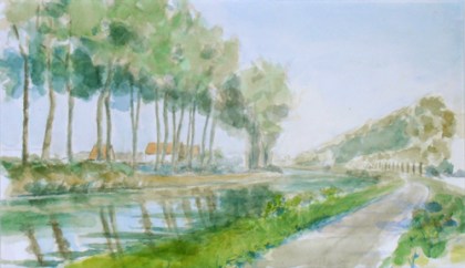 watercolor of the bend in the Damse Vaart, 2011