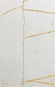 Yellow ochre transfer of the design in preparation for pastiglia.