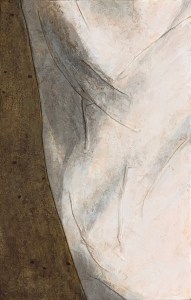 A Piece of Me #44, acrylic over collage on panel.