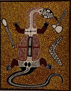 Aboriginal art from our hotel room in Broome.